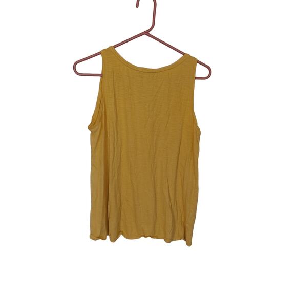 LOFT Size Small S Yellow Sleeveless Tank Top Lace Detailing Boho Festival - Picture 2 of 8